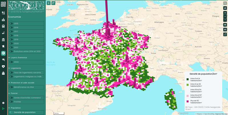 TerraVisu - Densité de population au km²