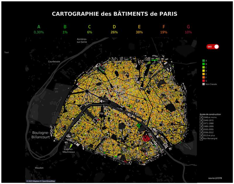 Cartographie des bâtiments de Paris