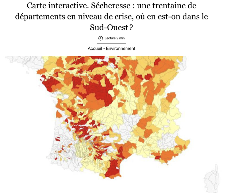 Sécheresse : une trentaine de départements au niveau crise, où en est-on dans le Sud-Ouest ?