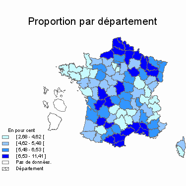 Carte de France du taux d'allocataires