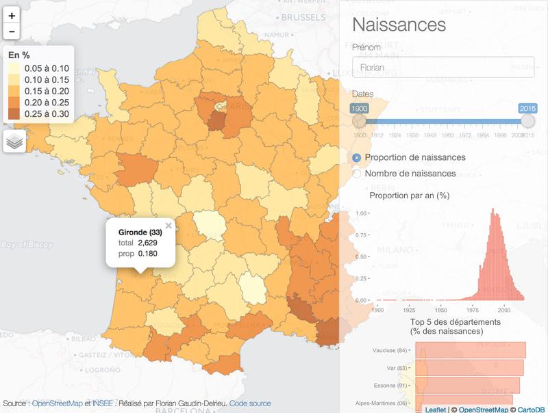 Carte interactive des prenoms