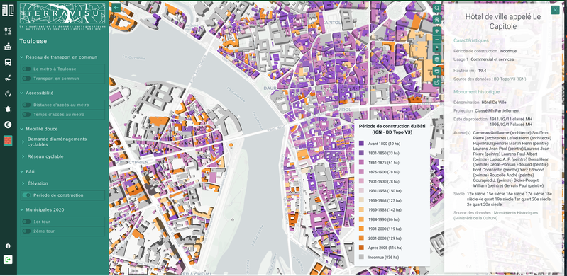TerraVisu - Âge des bâtiments à Toulouse
