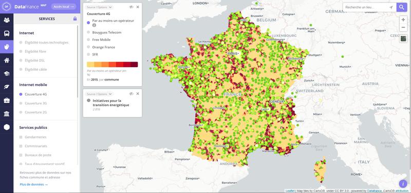 Carte de couverture du réseau 4G en France