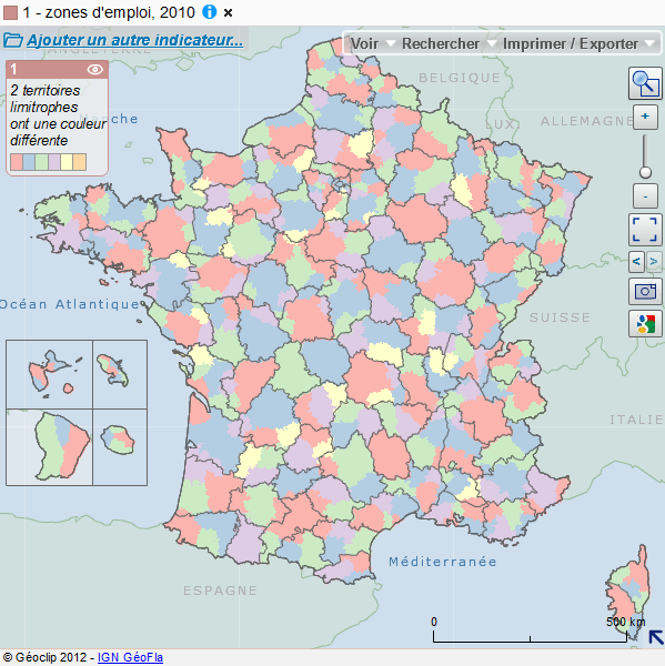 Carte des zones d'emploi 2010