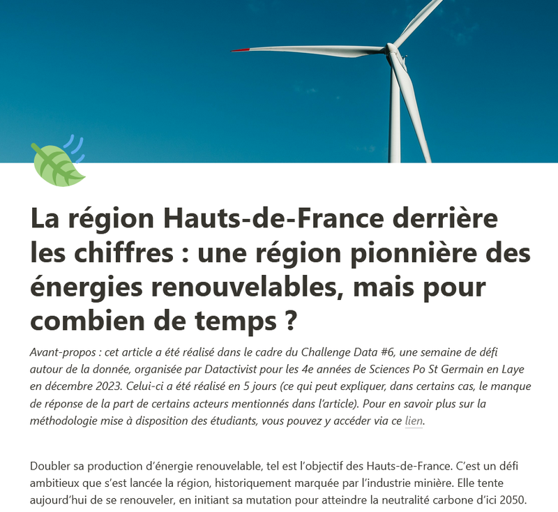 La région Hauts-de-France derrière les chiffres : une région pionnière des énergies renouvelables, mais pour combien de temps ?