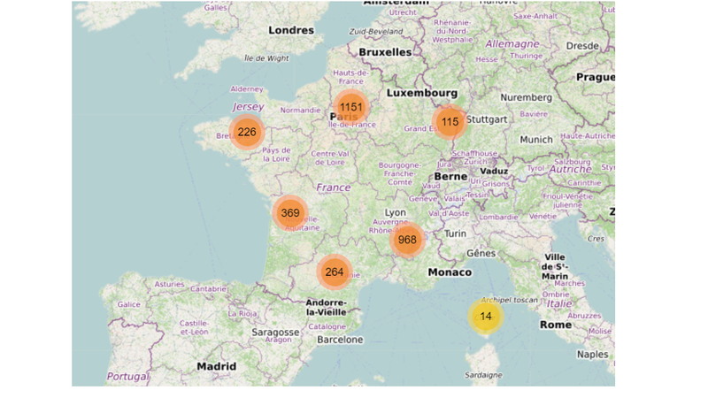 Les sites de prélèvements pour les tests COVID en France Métropolitaine et Outre-Mer