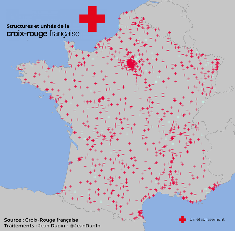 Carte des structures de la croix-rouge