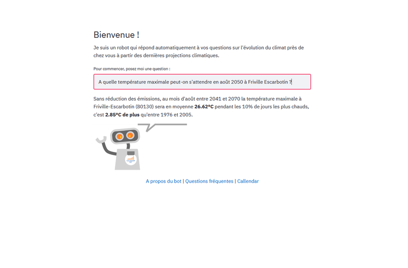 Consultation des projections climatiques de Météo France en langage naturel