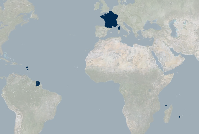 Visualisation Géoportail de la carte des circonscriptions législatives 2012 et 2017