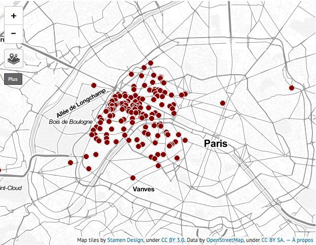 Carte des ambassades étrangères en France