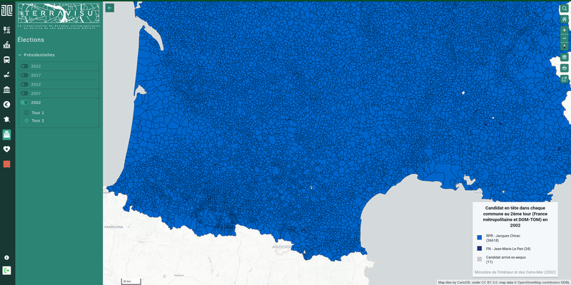 TerraVisu - Présidentielles 2002 (résultats du 2ème tour)