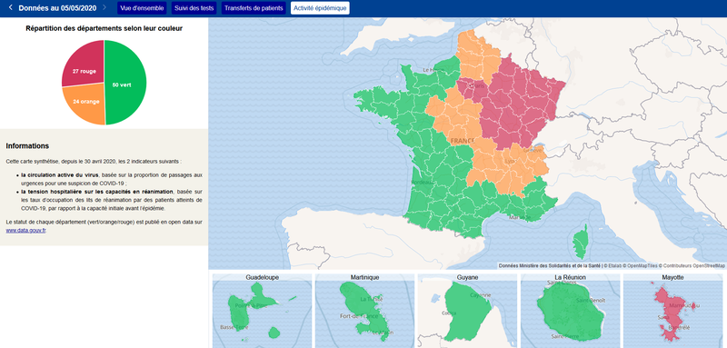 Tableau de bord de suivi de l'activité épidémique par département