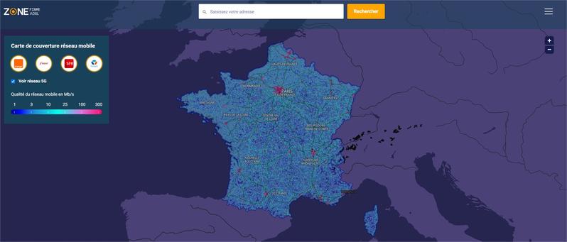 Carte des réseaux mobile en France métopolitaine : couverture et qualité de service