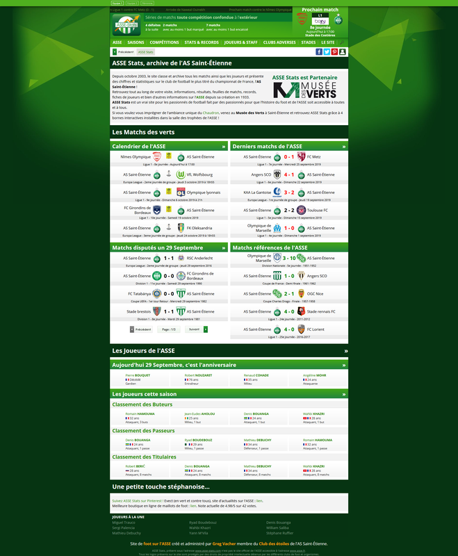 ASSE Stats, base de données sur l'AS Saint-Etienne