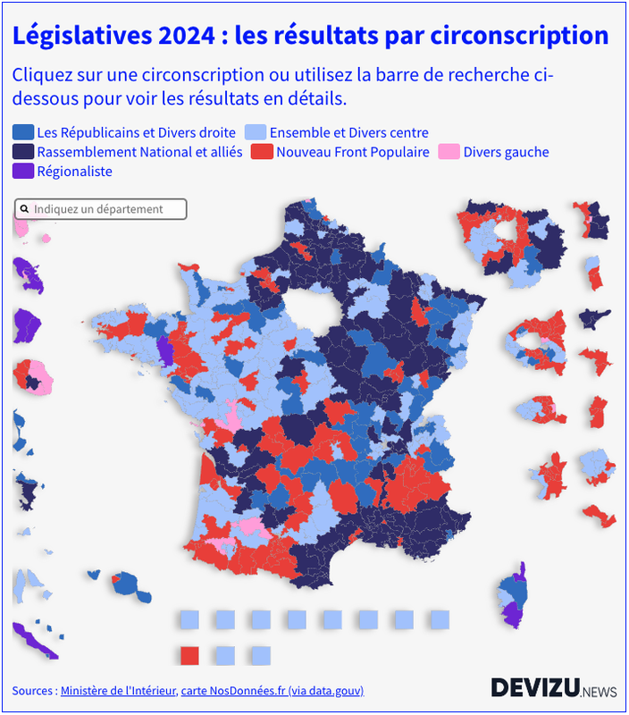 Législatives 2024 : visualisez les résultats par circonscription