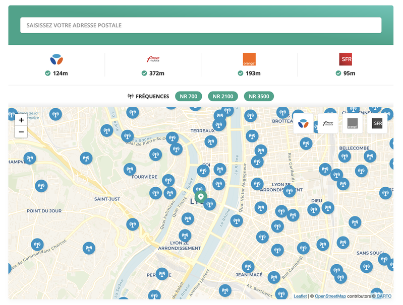 Localisation des antennes 5G proches de chez soi
