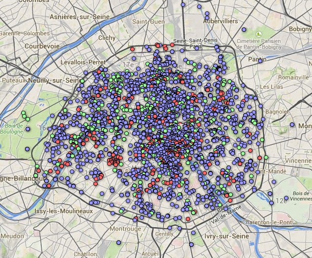 Carte des 600 films tournés à Paris