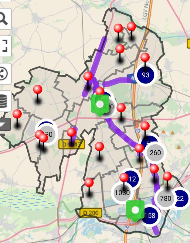 Aménagements cyclables, commerces, administrations, équipements collectifs et lieux de covoiturage de la Plaine d'Estrées 