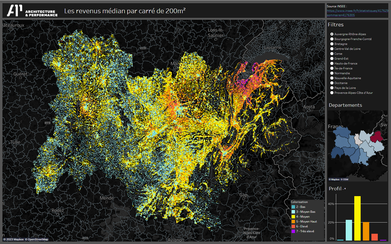 FiLoSoFi 2015 - Cartographie de revenus médians sur la France entière