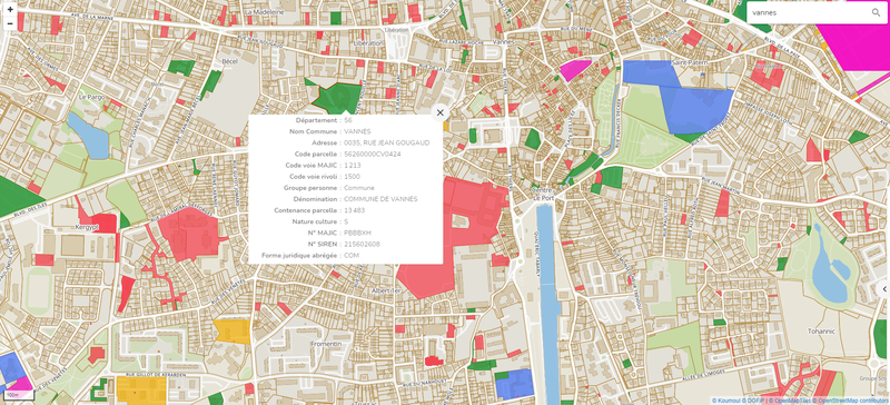  Carte des parcelles des personnes morales - MAJIC