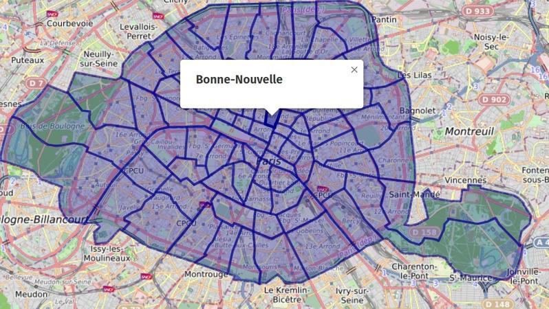 Carte Umap des quartiers de Paris