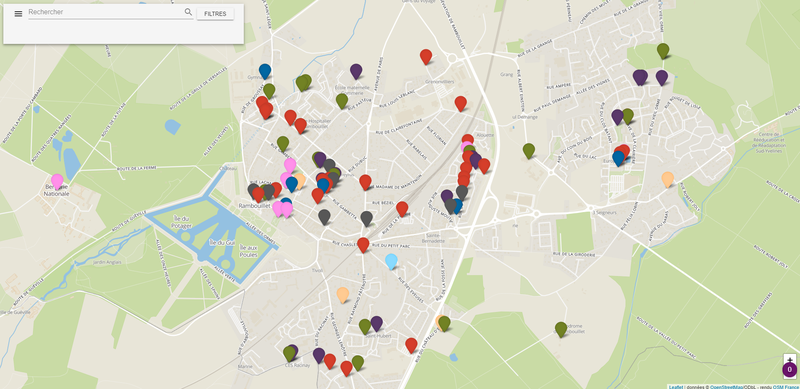 Carte des équipements de la ville de Rambouillet