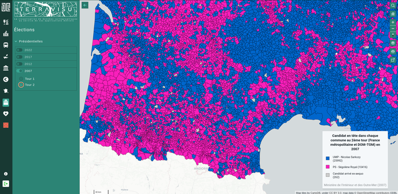 TerraVisu - Présidentielles 2007 (résultats du 2ème tour)