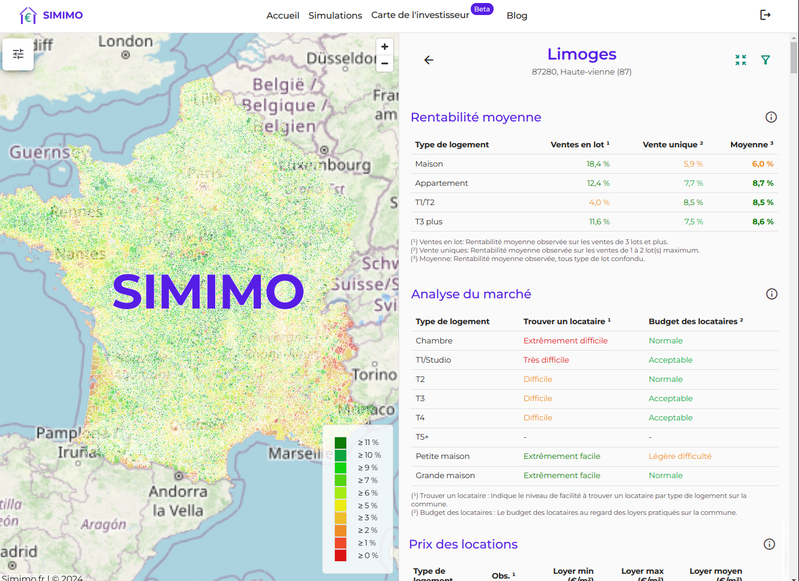 Carte de l'investisseur immobilier