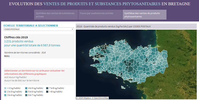 Évolution des ventes de produits phytosanitaires en Bretagne