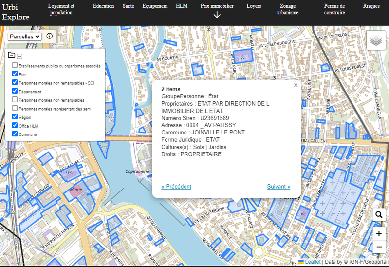 Géolocalisation des locaux et des parcelles des personnes morales