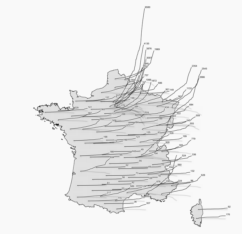Carte de l'évolution du COVID en France
