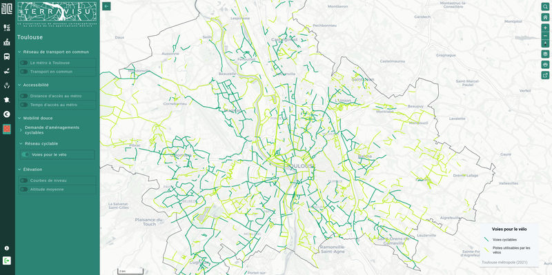 TerraVisu - Voies pour le vélo à Toulouse