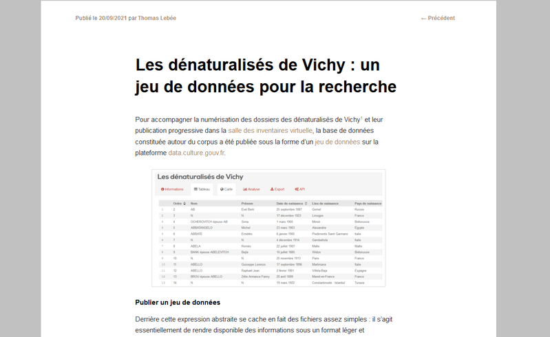 Les dénaturalisés de Vichy : un jeu de données pour la recherche