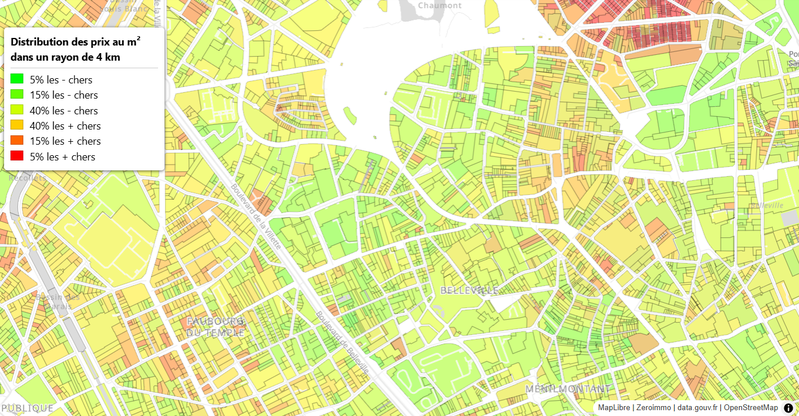 Exploration Visuelle du Marché Immobilier Français : Carte à Dynamique Optimisé à Toutes les Échelles