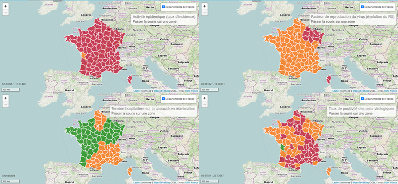 Suivi des indicateurs COVID en France Métropolitaine