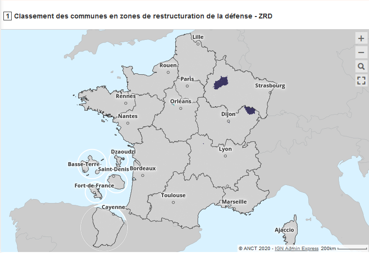Carte interactive des zones de restructuration de la défense (ZRD)