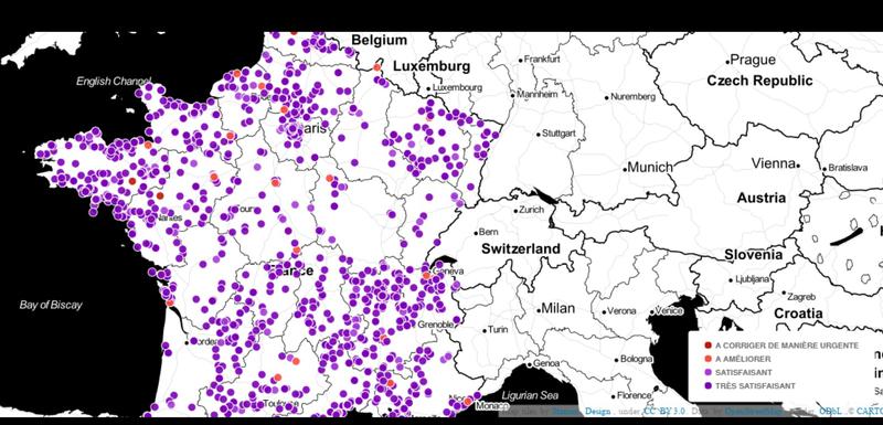 Carte des contrôles sanitaires dans les restaurants et métiers de bouche