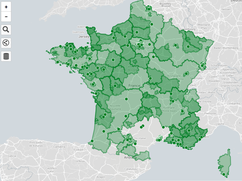 Carte des collectivités locales ouvertes