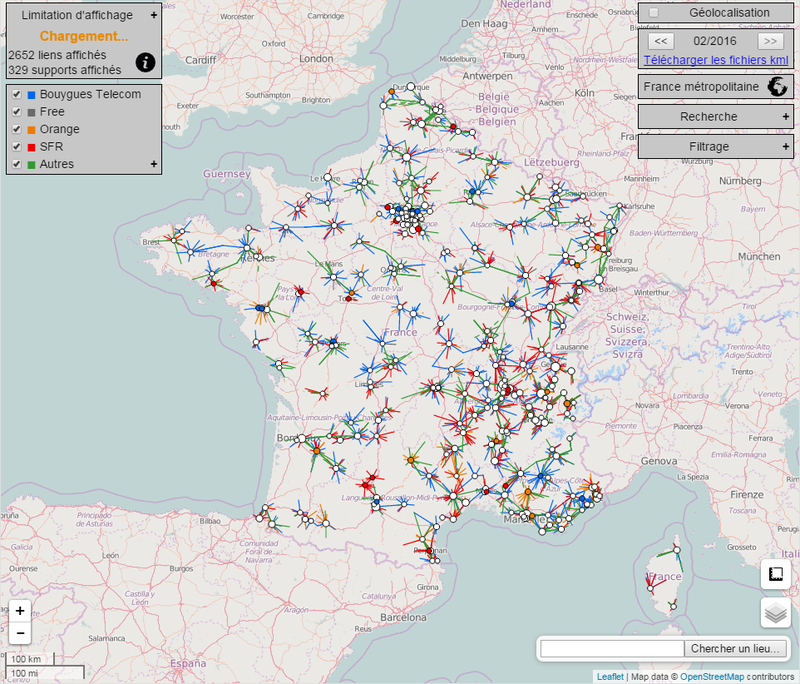 Carte des faisceaux hertziens