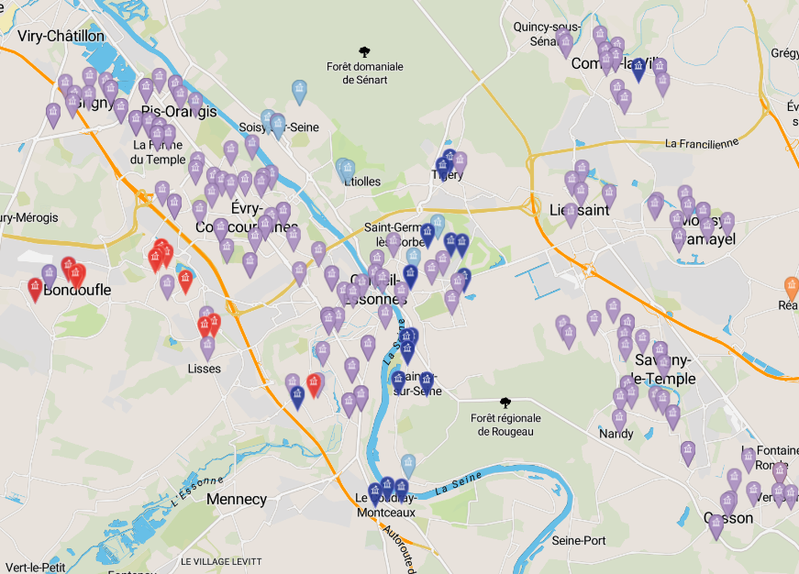 Cartographie des Législatives 2024 sur le territoire de Grand Paris Sud par Bureau de vote (1er tour)