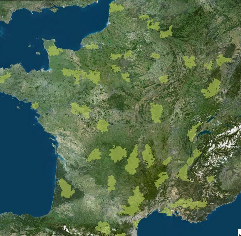 Visualisation sur le Géoportail des parcs naturels régionaux