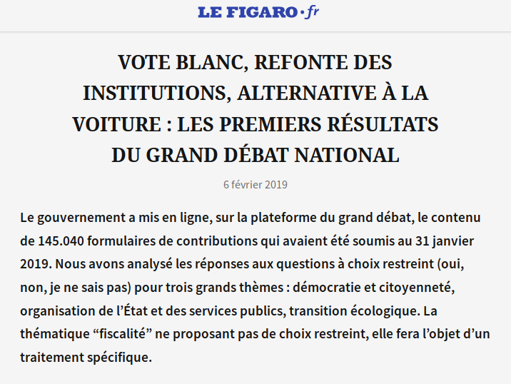Premiers résultats (article publié sur lefigaro.fr)