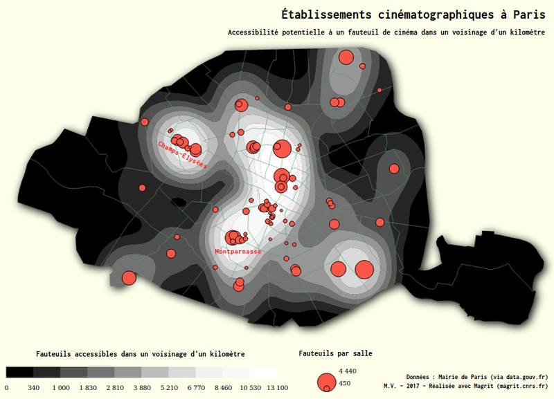 Accessibilité potentielle à un fauteuil de cinéma à Paris