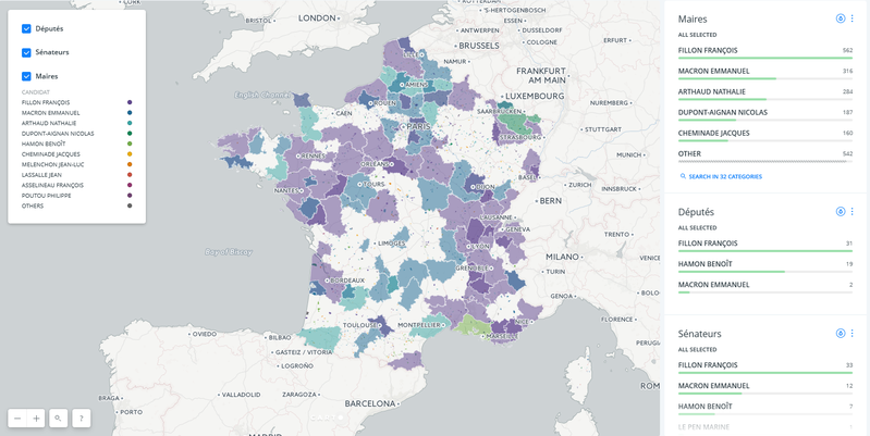 Carte des parrainages pour les présidentielles 2017