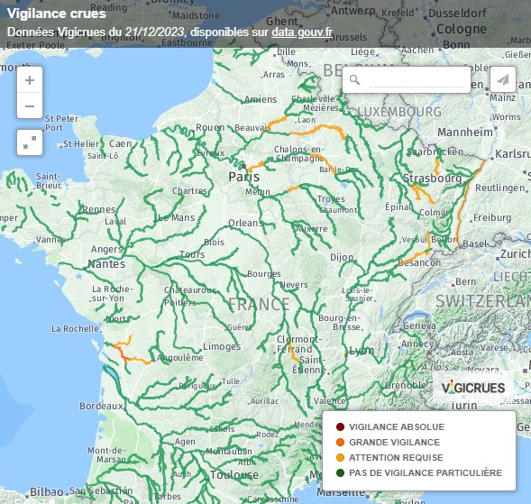 Vigilance crue en France métropolitaine