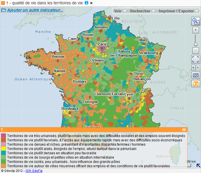 Carte de la qualité de vie dans les territoires