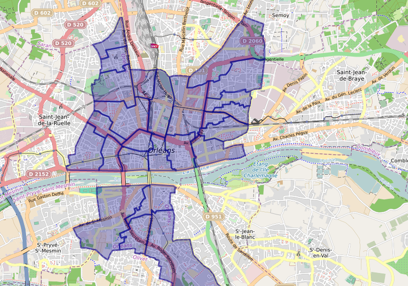 Visualisation de la carte scolaire d'Orléans