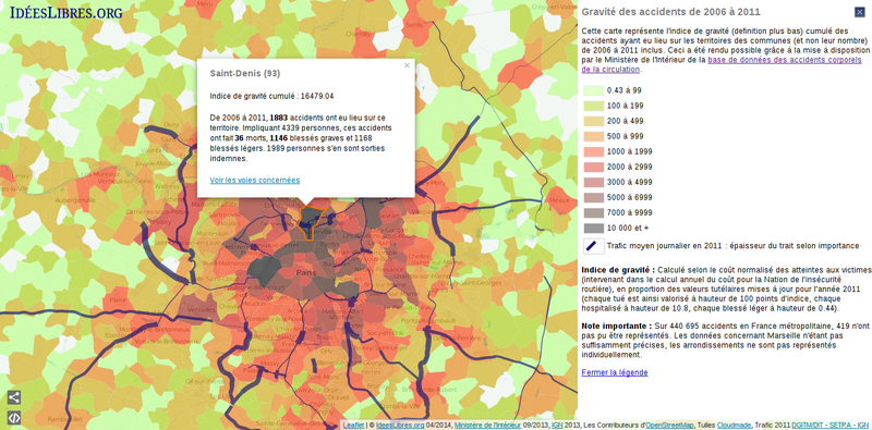 Cartographie de la gravité des accidents en France