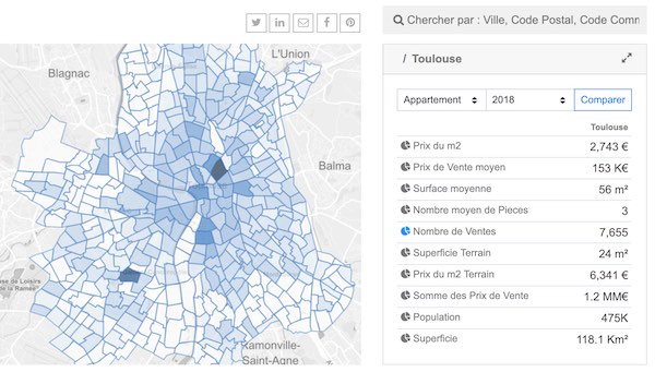 zimmoa - Les Prix de l'immobilier par Région, Département, Commune et Section cadastrale