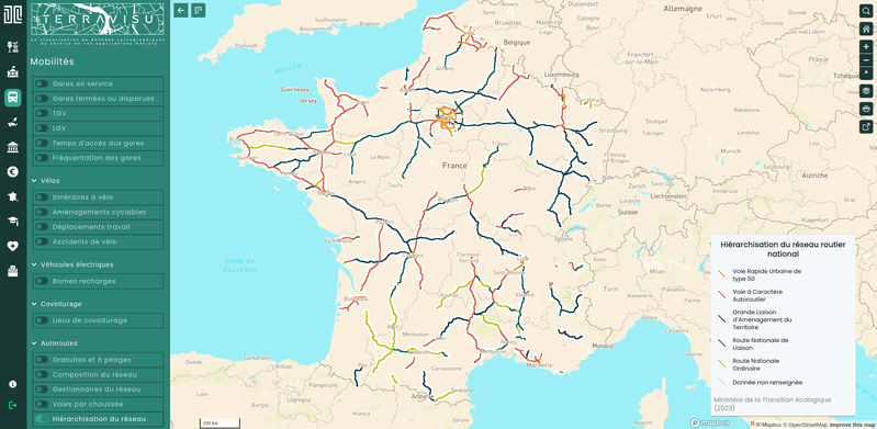 TerraVisu - Hiérarchisation du réseau routier national 